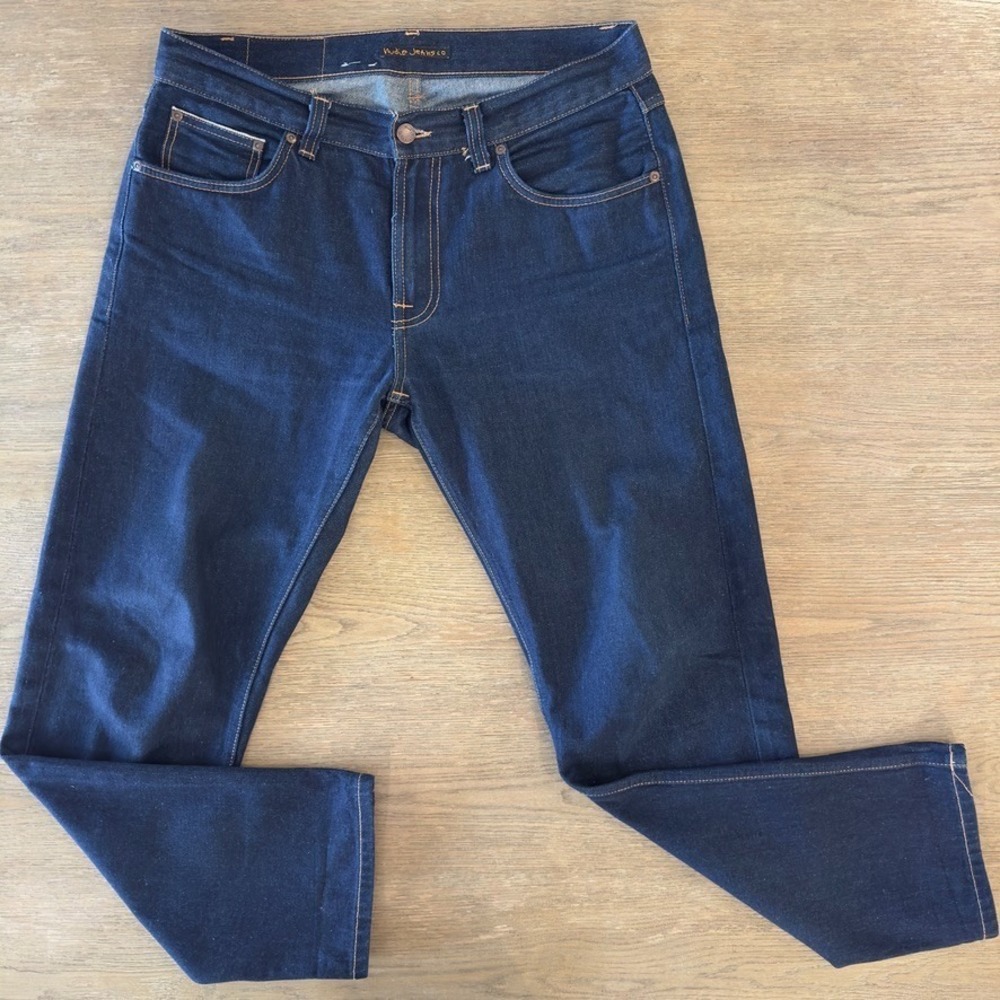 Nudie Jeans Co-Gritty Jackson Dry Maze Selvage 100% Cotton Raw Denim Jeans-33x32